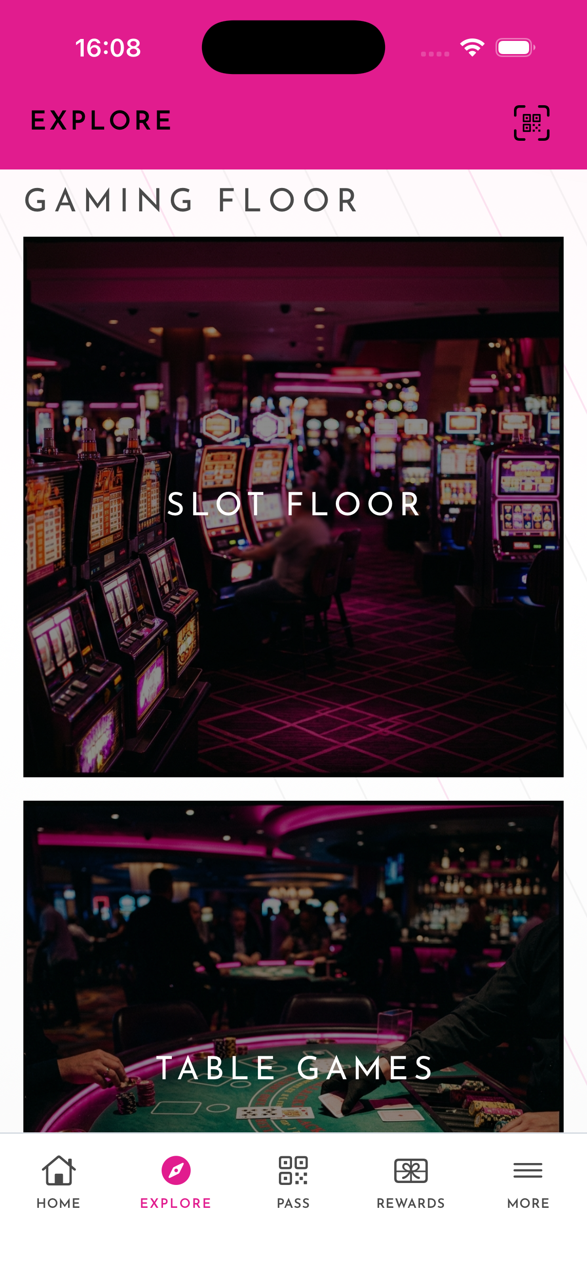 Explore gaming floor areas