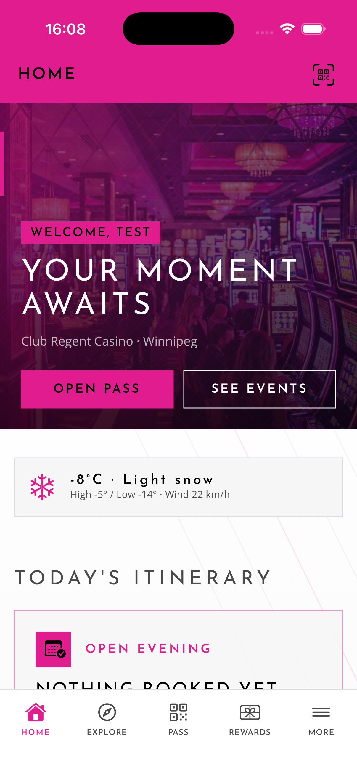 Club Regent Casino Service home screen on iPhone